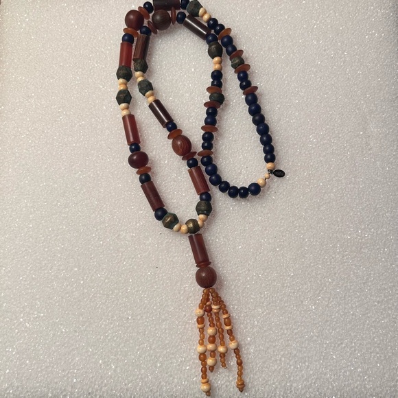 Vintage Ralph Lauren Multicolor Beaded Necklace w/Tassle - Picture 3 of 7